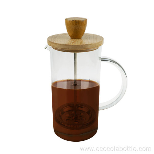 300mL Bamboo Lid Glass French Press Coffee Maker